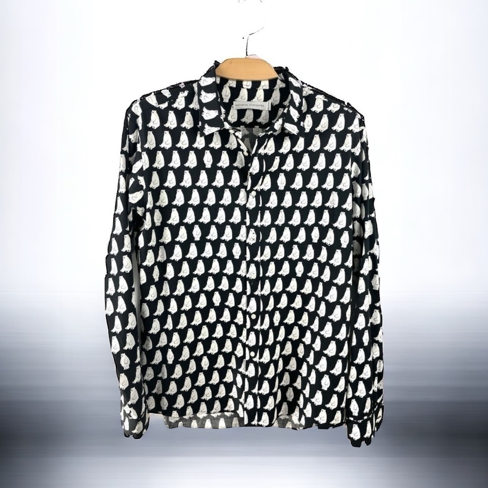 Black & White Printed Long-Sleeve Dress Shirt
